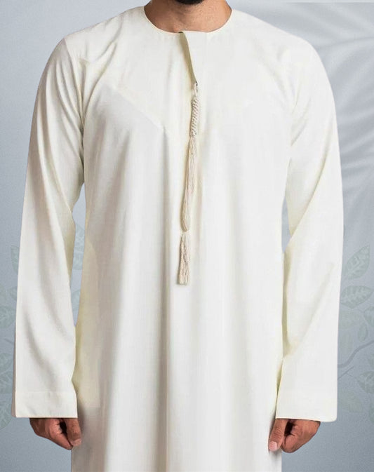 Mens Sunset Cream Emirati Jubba | Mens Cream Thobes - Al Sahel Collection