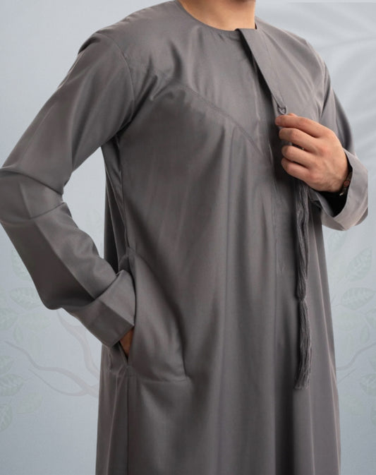 Mens Sultan Grey Emirati Jubba | Premium Thobes - Buy Any 2 for £55