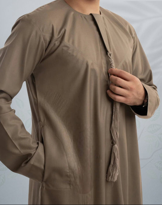 Mens Sultan Dune Greige Emirati Jubba | Premium Thobes - Buy Any 2 for £55