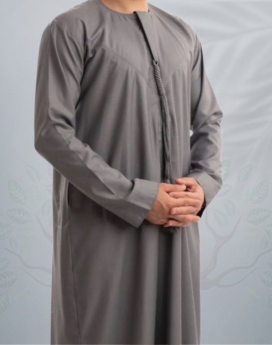 Mens Sultan Grey Emirati Jubba | Premium Thobes - Buy Any 2 for £55