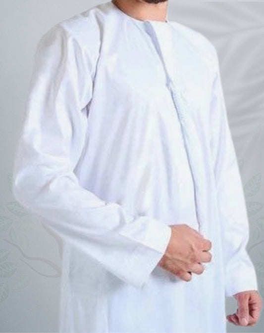 Boys Shiny White Emirati Jubba - Taimoor Collection Thobes