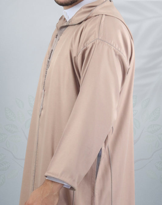 Mens Moroccan Hooded Full Sleeve Jubba - Moroccan Djellaba Gabardine