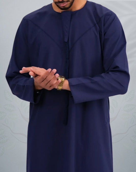 Mens Navy Blue Emirati Jubba - Al Sahel Collection