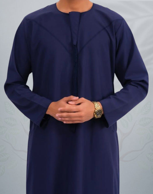 Mens Navy Blue Emirati Jubba - Al Sahel Collection