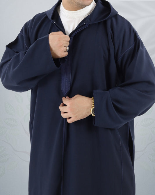 Mens Premium Winter Moroccan Hooded Djellaba - Mens Winter Mlifa Full Sleeve Jubba