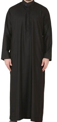 Mens Black Collar Jubba in Matt With Top Pocket