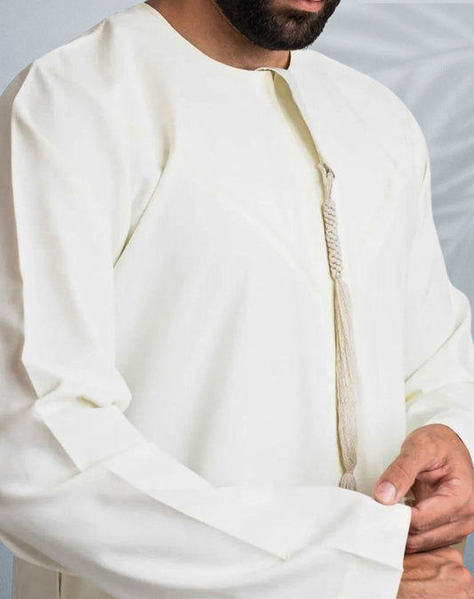 Mens Sunset Cream Emirati Jubba | Mens Cream Thobes - Al Sahel Collection