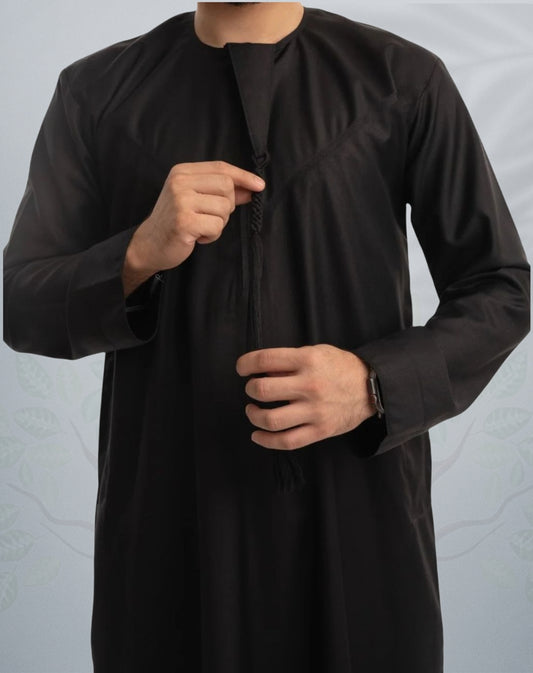 Mens Sultan Black Emirati Jubba | Premium Thobes - Buy Any 2 for £55
