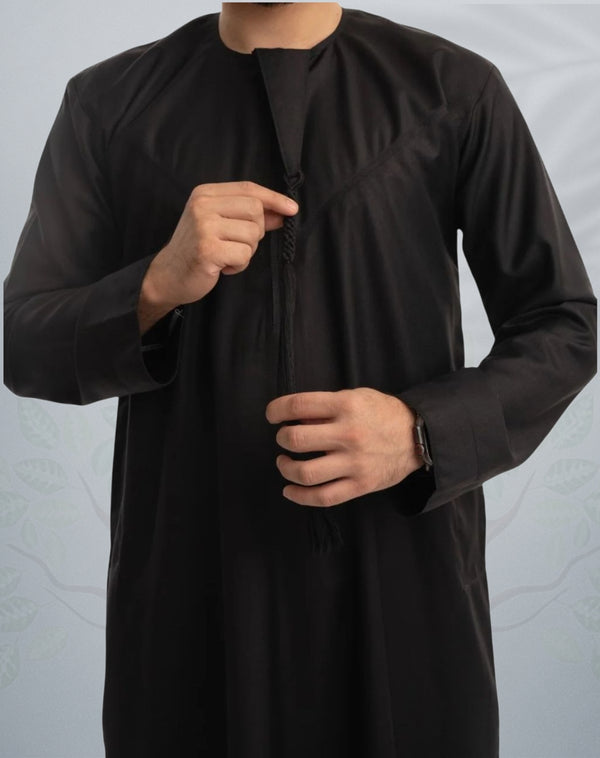 Mens Sultan Black  Emirati Jubba - Al Mulook Thobes