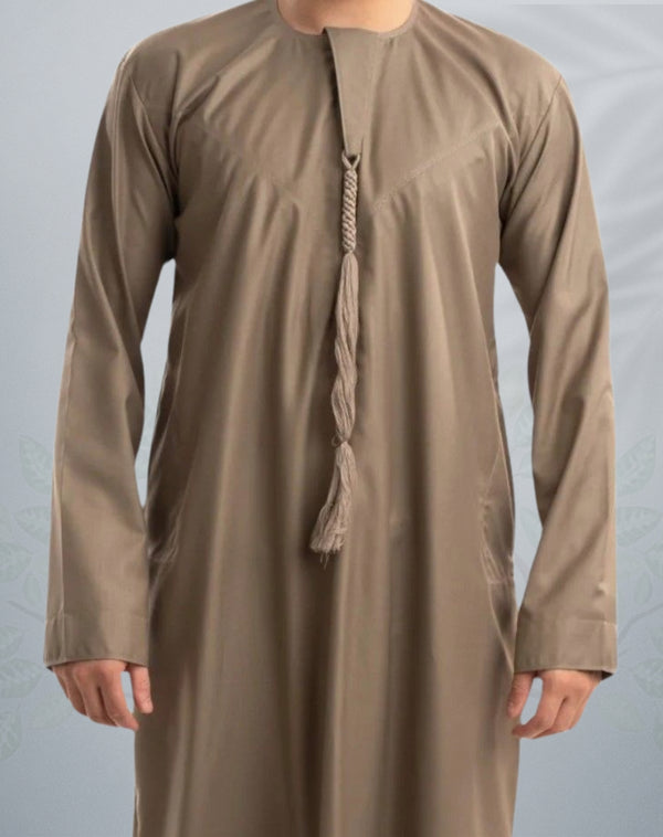 Mens Sultan Dune Greige  Emirati Jubba - Al Mulook Thobes