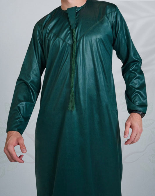 Men's Emerald Green Emirati Shiny Jubba - AL Bahaar Thobes