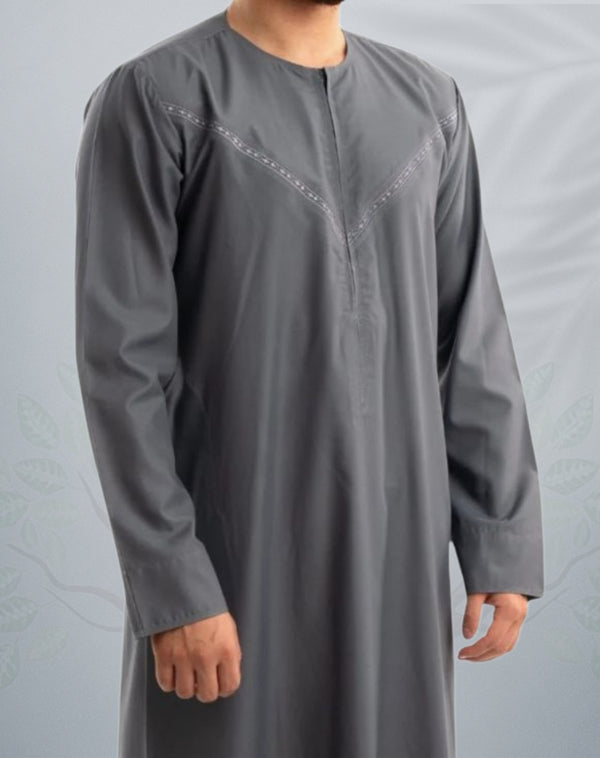 Men's Silver Emirati Shiny Jubba - AL Bahaar Thobes