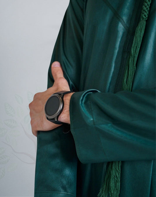 Men's Emerald Green Emirati Shiny Jubba - AL Bahaar Thobes