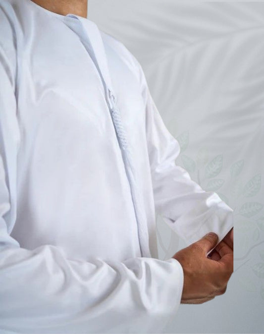 Mens White Emirati Jubba - Al Sahel Collection