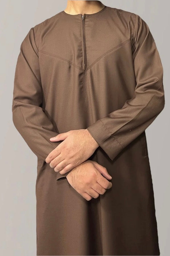 Mens Mocha Brown Emirati Jubba - Al Sahel Collection
