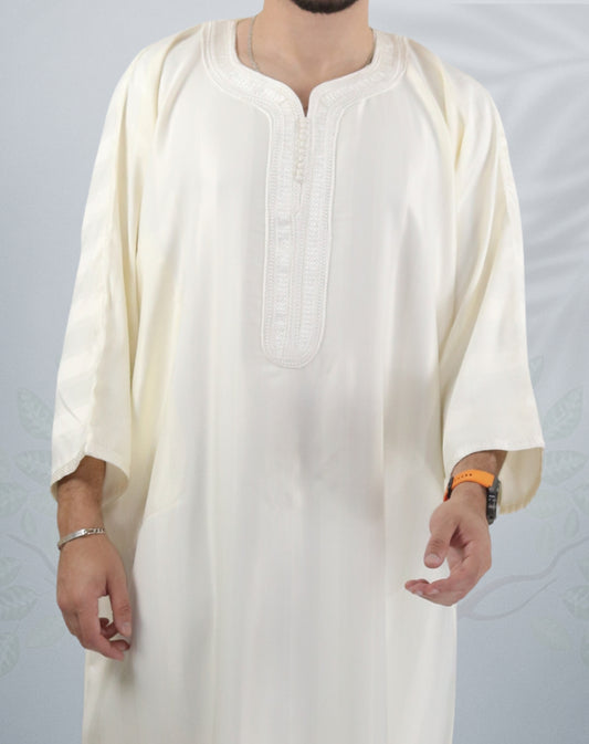 Mens High Quality Jawhara Striped Moroccan Gandoura - Summer Moroccan Jubba/Thobe